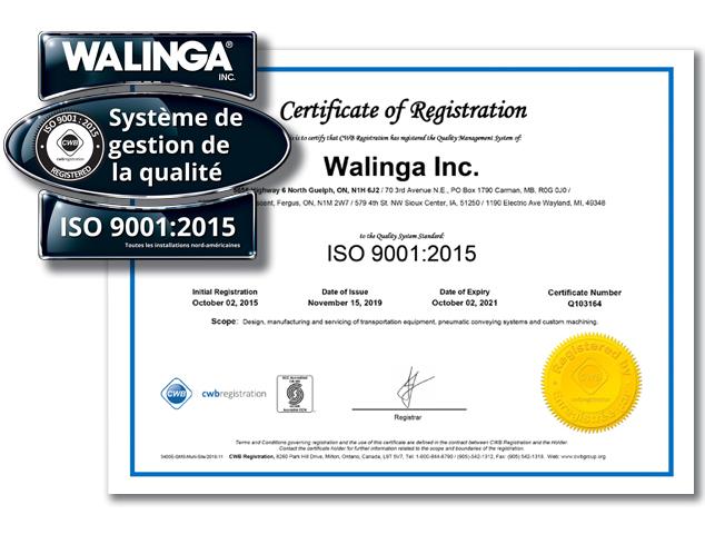 Certificat d'enregistrement ISO 9001: 2015